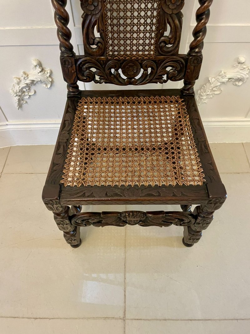 Set of Six Antique Victorian Quality Carved Oak Dining Chairs - Image 17